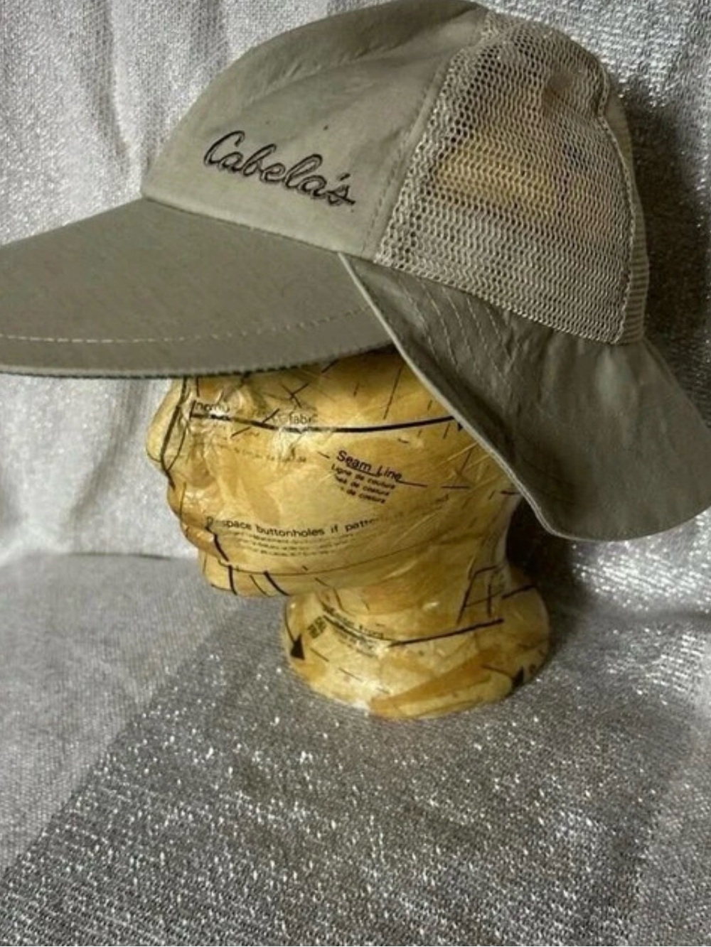 Cabela's Tan Mesh Brim Hat with Neck Flap UV sun protection